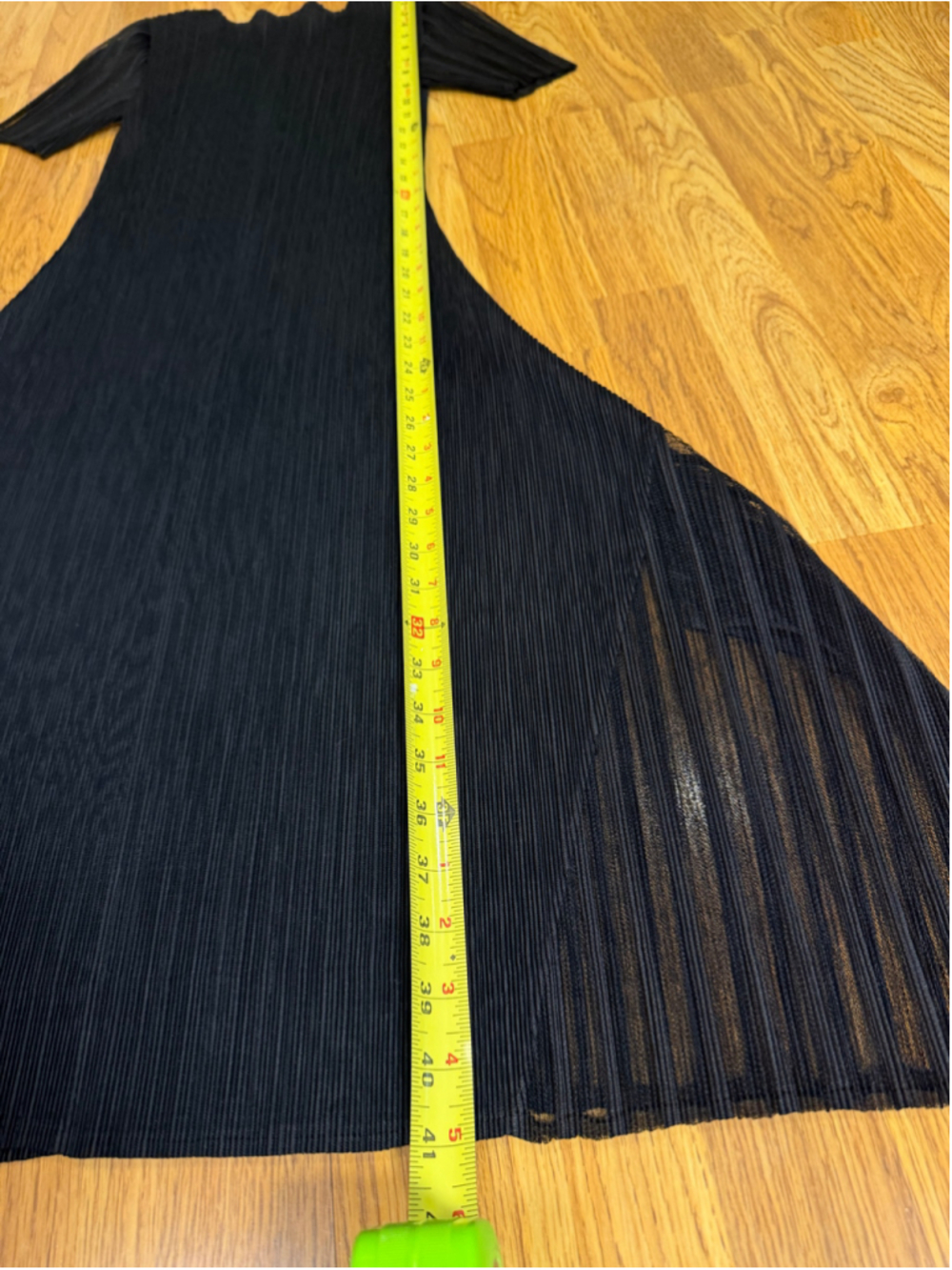 Veeca Black Pleated Lagenlook Midi Dress Sheer Mesh Asymmetrical S - Picture 5 of 11